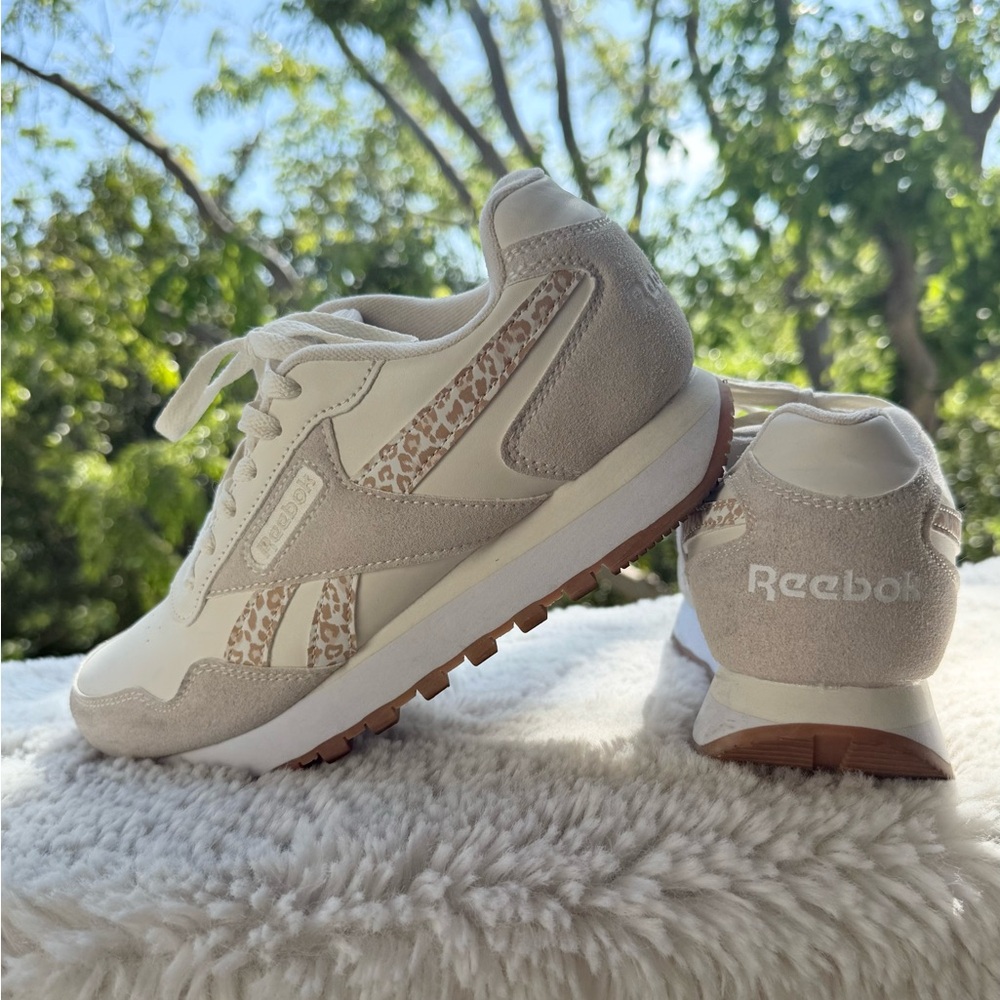 Reebok White and Tan Sneakers
